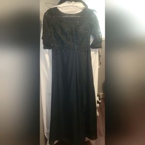 JJ's House Mother of the Bride dress - navy blue and matching clutch purse